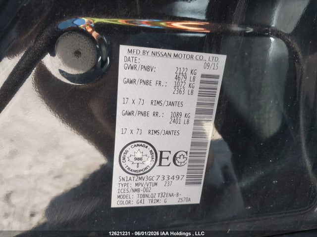 Aukcja sprzedaży 2016 Nissan Rogue S/sl/sv, vin: 5N1AT2MV3GC733497, numer aukcji: 12621231