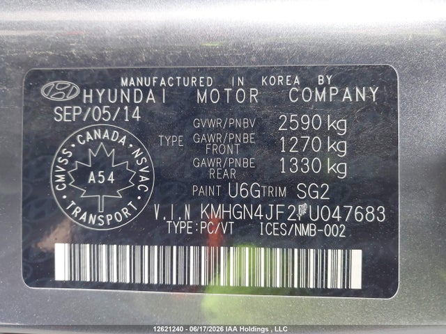 Aukcja sprzedaży 2015 Hyundai Genesis 5.0 Ultimate, vin: KMHGN4JF2FU047683, numer aukcji: 12621240