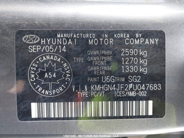 Aukcja sprzedaży 2015 Hyundai Genesis 5.0 Ultimate, vin: KMHGN4JF2FU047683, numer aukcji: 12621240