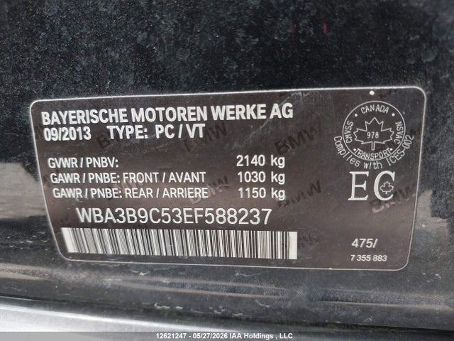 Продажа на аукционе авто 2014 Bmw 335i Xdrive, vin: WBA3B9C53EF588237, номер лота: 12621247
