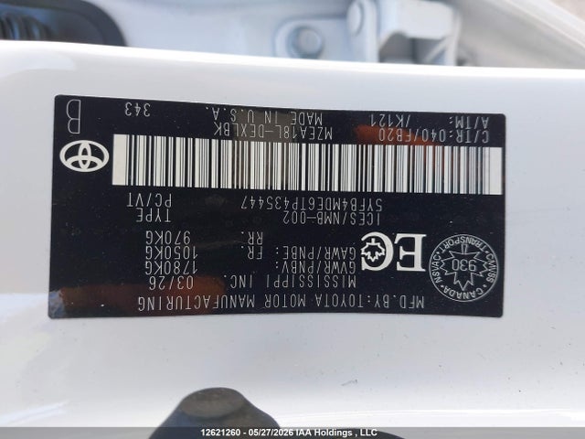 5YFB4MDE6TP435447 Toyota COROLLA LE