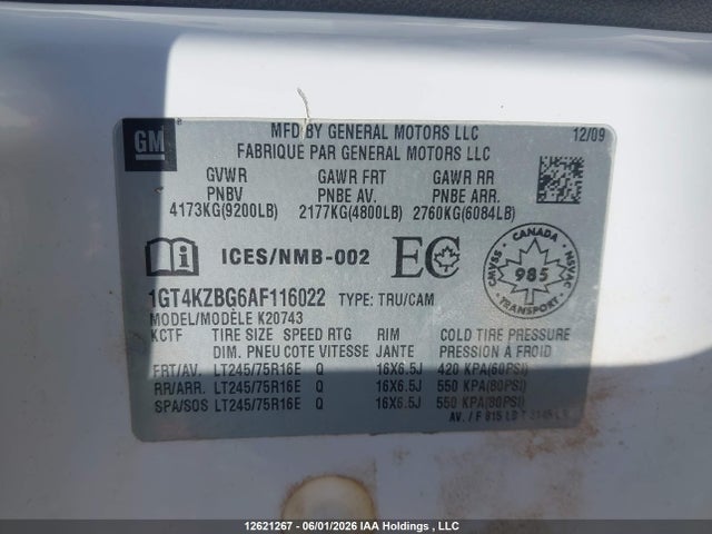 Auction sale of the 2010 Gmc Sierra 2500, vin: 1GT4KZBG6AF116022, lot number: 12621267