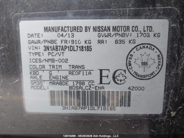 Продажа на аукционе авто 2013 Nissan Sentra 1.8 S/1.8 Sv, vin: 3N1AB7AP1DL718185, номер лота: 12615499