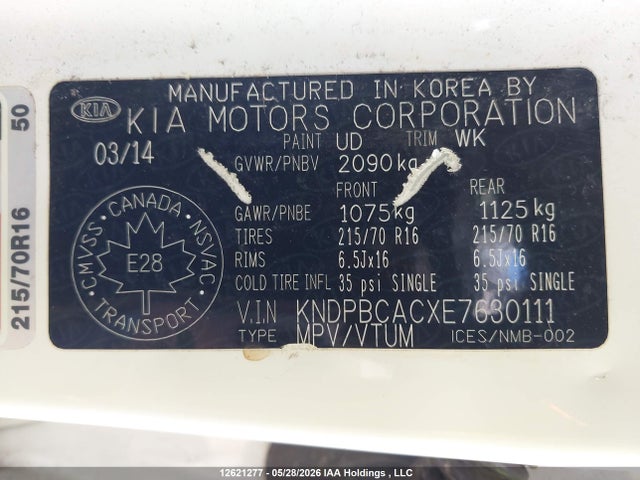 KNDPBCACXE7630111 KIA Sportage