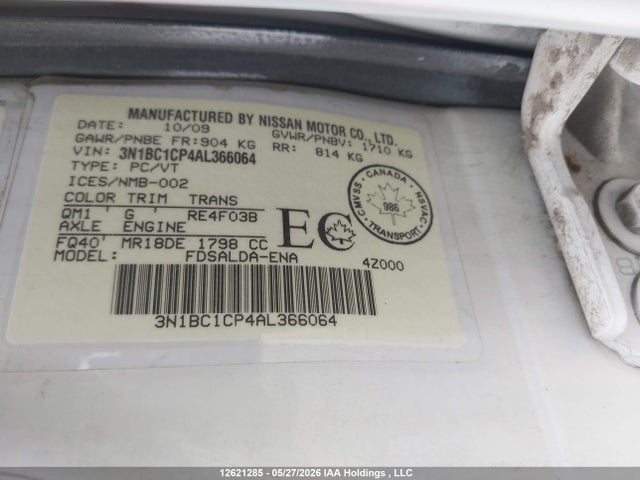 Aukcja sprzedaży 2010 Nissan Versa 1.8s, vin: 3N1BC1CP4AL366064, numer aukcji: 12621285