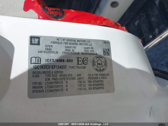 Aukcja sprzedaży 2014 Chevrolet Silverado K2500 Heavy Duty, vin: 1GC1KVC81EF134937, numer aukcji: 12621287
