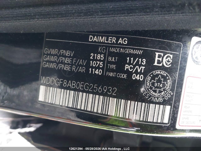 12621294 :رقم المزاد ، WDDGF8AB0EG256932 vin ، 2014 Mercedes-benz C-class مزاد بيع
