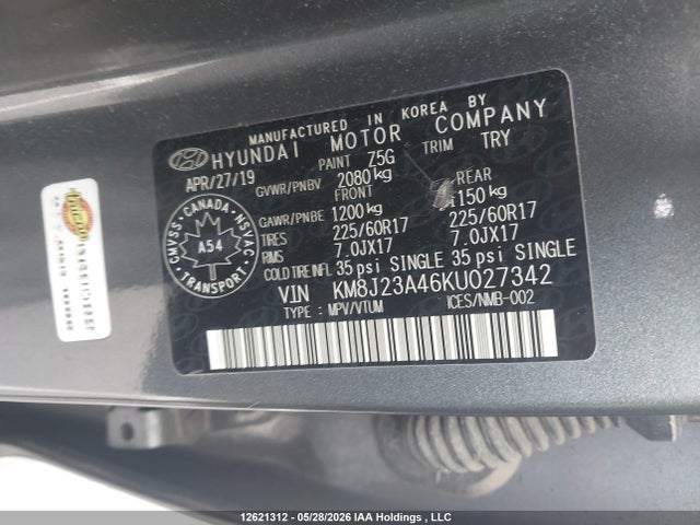 Продаж на аукціоні авто 2019 Hyundai Tucson Se, vin: KM8J23A46KU027342, номер лоту: 12621312