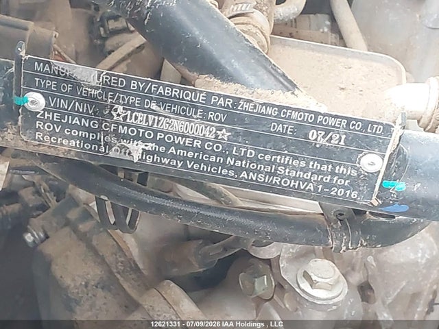 12621331 :رقم المزاد ، LCELV1ZG2N6000042 vin ، 2022 Cf Moto Zforce 950 Sport مزاد بيع