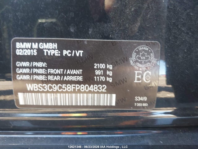 2015 Bmw M3 მანქანა იყიდება აუქციონზე, vin: WBS3C9C58FP804832, აუქციონის ნომერი: 12621346