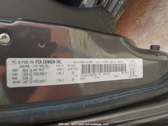 Auction sale of the 2017 Dodge Grand Caravan Gt, vin: 2C4RDGEG1HR883506, lot number: 12621367