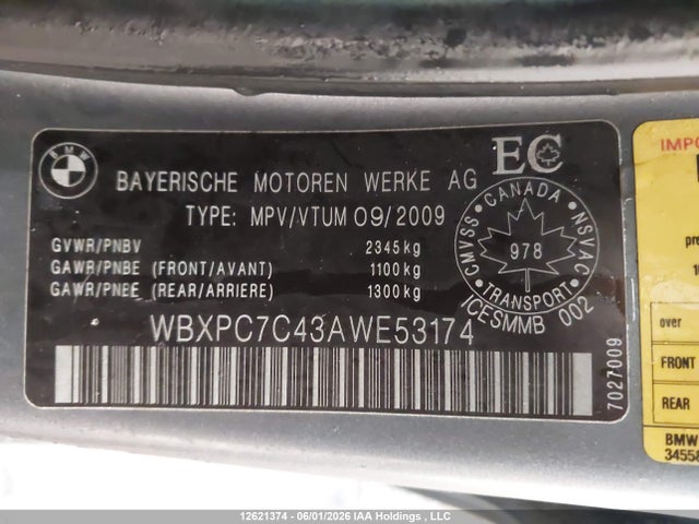 Продаж на аукціоні авто 2010 Bmw X3 Xdrive28i, vin: WBXPC7C43AWE53174, номер лоту: 12621374