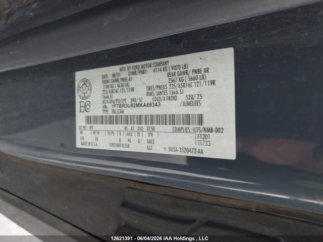 Продажа на аукционе авто 2021 Ford Transit T-250, vin: 1FTBR3U82MKA68343, номер лота: 12621391