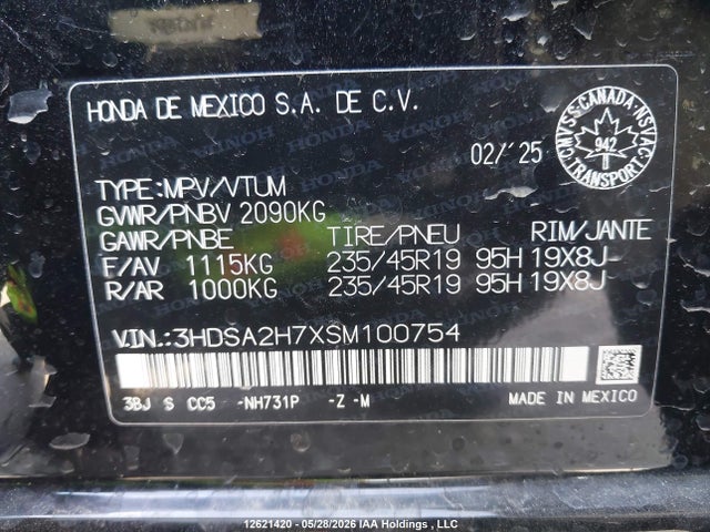 3HDSA2H7XSM100754 Acura Adx A-spec Advance