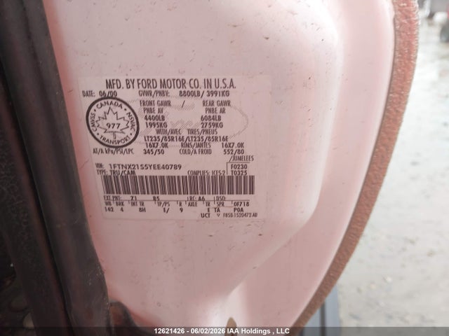 Aukcja sprzedaży 2000 Ford F250 Super Duty, vin: 1FTNX21S5YEE40789, numer aukcji: 12621426