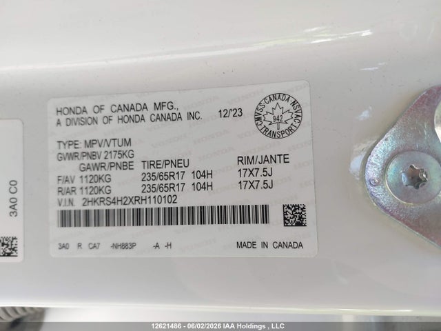 2HKRS4H2XRH110102 Honda CR-V
