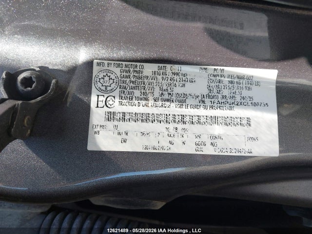 12621489 :رقم المزاد ، 1FAHP3K2XCL186735 vin ، 2012 Ford Focus مزاد بيع