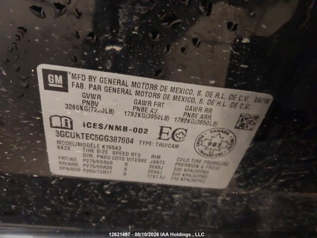 3GCUKTEC5GG387604 Chevrolet Silverado 1500 High Country