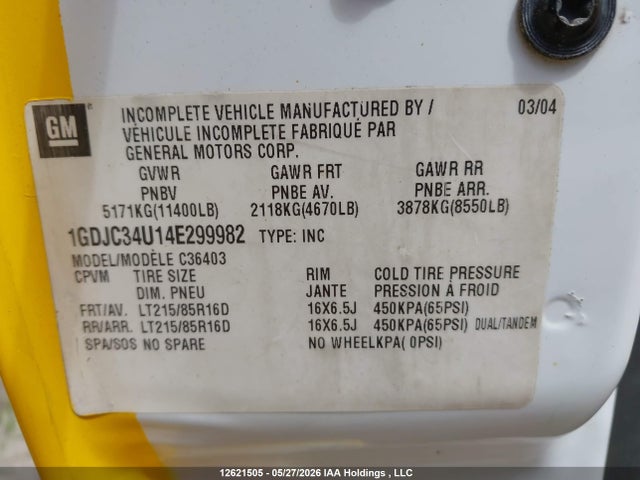Продаж на аукціоні авто 2004 Gmc Sierra 3500 Chassis Sl/sle, vin: 1GDJC34U14E299982, номер лоту: 12621505