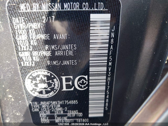 Продаж на аукціоні авто 2017 Nissan Juke Nismo/sl/sv, vin: JN8AF5MV3HT754885, номер лоту: 12621508