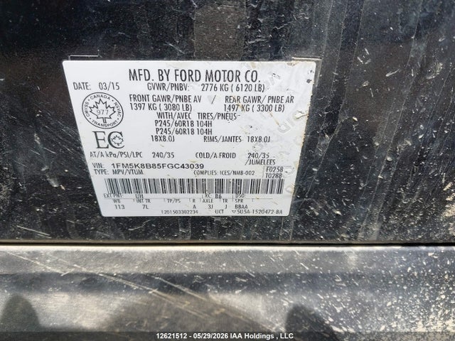 Aukcja sprzedaży 2015 Ford Explorer, vin: 1FM5K8B85FGC43039, numer aukcji: 12621512