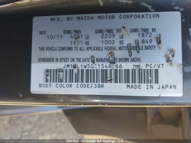 Продаж на аукціоні авто 2012 Mazda 3 S, vin: JM1BL1W50C1548166, номер лоту: 12621523