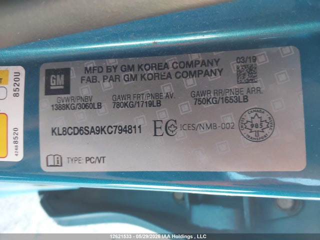 Chevrolet Spark 1lt Cvt 2019 KL8CD6SA9KC794811 Image 9