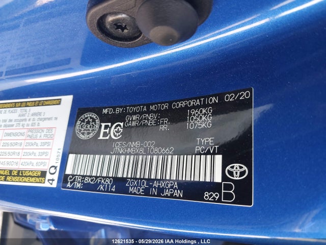 2020 Toyota C-hr Le მანქანა იყიდება აუქციონზე, vin: JTNKHMBX8L1080662, აუქციონის ნომერი: 12621535