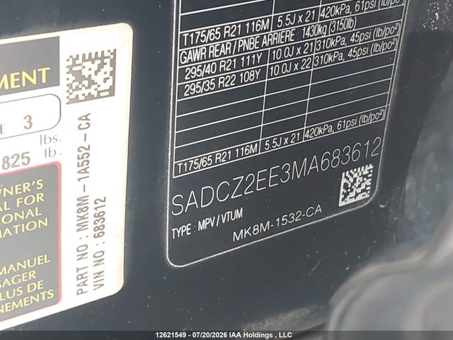 SADCZ2EE3MA683612 Jaguar F-Pace