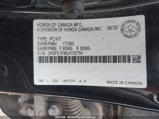 Honda Civic Touring 2020 2HGFC1F96LH105754 Image 19