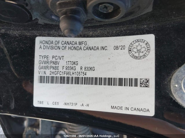 Honda Civic Touring 2020 2HGFC1F96LH105754 Image 9