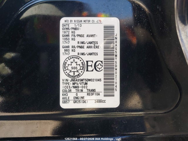 Продаж на аукціоні авто 2013 Nissan Rogue S/sv, vin: JN8AS5MT5DW021045, номер лоту: 12621568