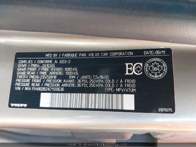Продажа на аукционе авто 2012 Volvo Xc70 T6, vin: YV4902BZ4C1120636, номер лота: 12621569