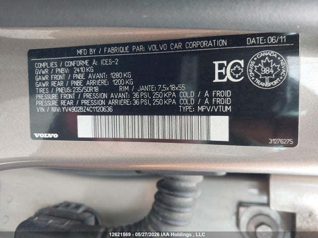 Продажа на аукционе авто 2012 Volvo Xc70 T6, vin: YV4902BZ4C1120636, номер лота: 12621569