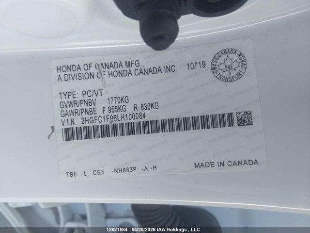 Продаж на аукціоні авто 2020 Honda Civic Touring, vin: 2HGFC1F96LH100084, номер лоту: 12621584