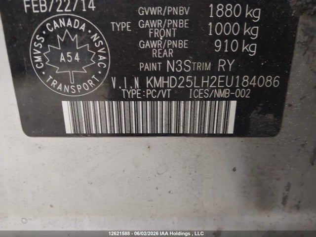 Продажа на аукционе авто 2014 Hyundai Elantra Gt Gl, vin: KMHD25LH2EU184086, номер лота: 12621588