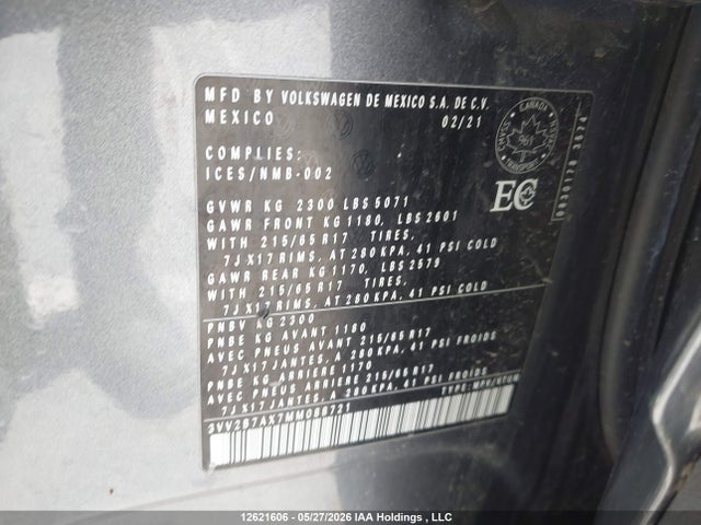 3VV2B7AX7MM088721 Volkswagen Tiguan Se/se R-line Black/sel