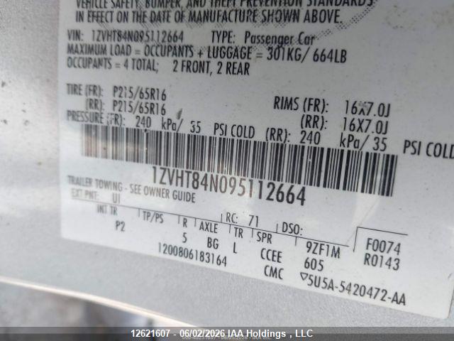 Продажа на аукционе авто 2009 Ford Mustang, vin: 1ZVHT84N095112664, номер лота: 12621607