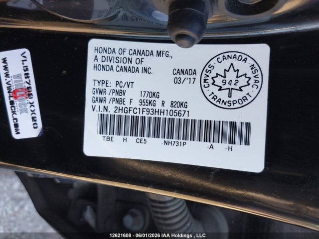 Honda Civic 2017 2HGFC1F93HH105671 Image 9