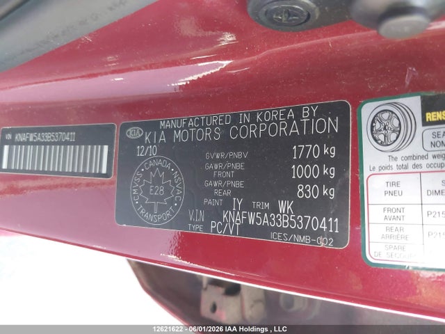Продажа на аукционе авто 2011 Kia Forte, vin: KNAFW5A33B5370411, номер лота: 12621622