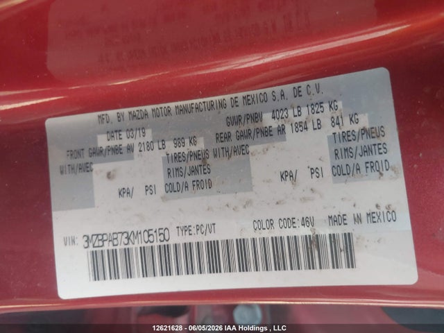 Mazda Mazda3 Gx 2019 3MZBPAB73KM105150 Image 16