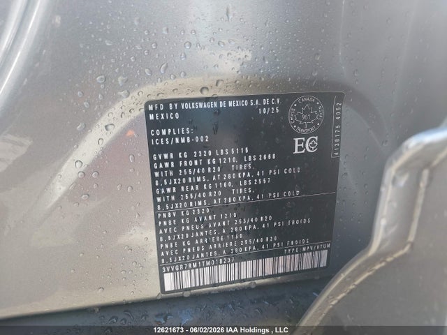 Aukcja sprzedaży 2026 Volkswagen Tiguan Se R-line Black, vin: 3VVGR7RM1TM018237, numer aukcji: 12621673