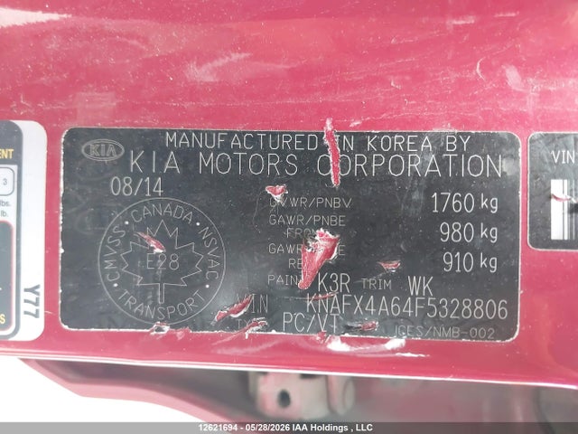 KNAFX4A64F5328806 KIA Forte 1.8l Lx/1.8l Lx+/lx+ Winter Edition