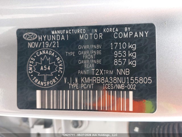 Продажа на аукционе авто 2022 Hyundai Venue, vin: KMHRB8A38NU155805, номер лота: 12621711