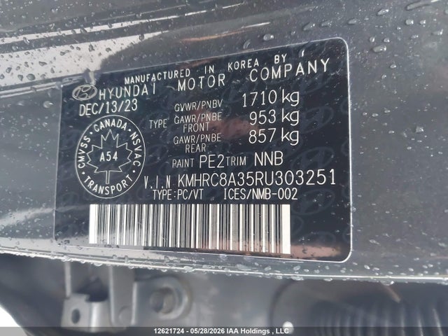 12621724 :رقم المزاد ، KMHRC8A35RU303251 vin ، 2024 Hyundai Venue Sel/limited مزاد بيع