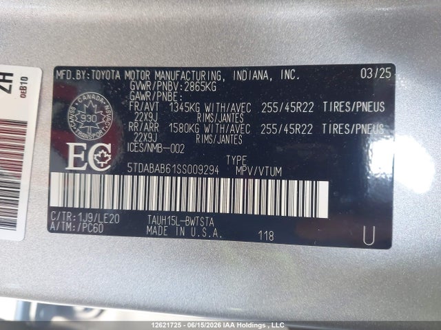 Aukcja sprzedaży 2025 Lexus Tx 500h, vin: 5TDABAB61SS009294, numer aukcji: 12621725
