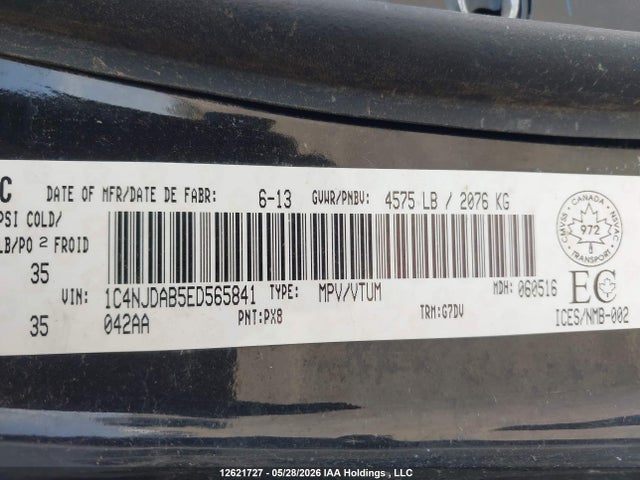 Продажа на аукционе авто 2014 Jeep Compass Sport/north, vin: 1C4NJDAB5ED565841, номер лота: 12621727