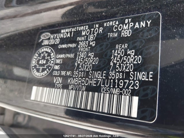 Aukcja sprzedaży 2020 Hyundai Palisade Limited, vin: KM8R5DHE7LU119723, numer aukcji: 12621741