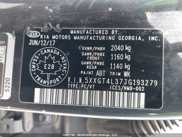 Продажа на аукционе авто 2018 Kia Optima Lx/lx+, vin: 5XXGT4L37JG193279, номер лота: 12621764