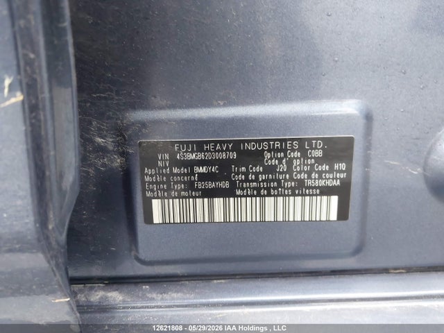 2013 Subaru Legacy 2.5i Touring Package მანქანა იყიდება აუქციონზე, vin: 4S3BMGB62D3008709, აუქციონის ნომერი: 12621808